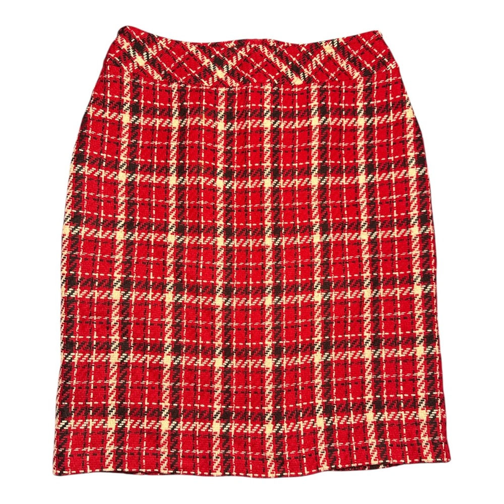 Villager Liz Claiborne Tartan Plaid Wool‎ Blend Lined Tweed Pencil Skirt Sz 12